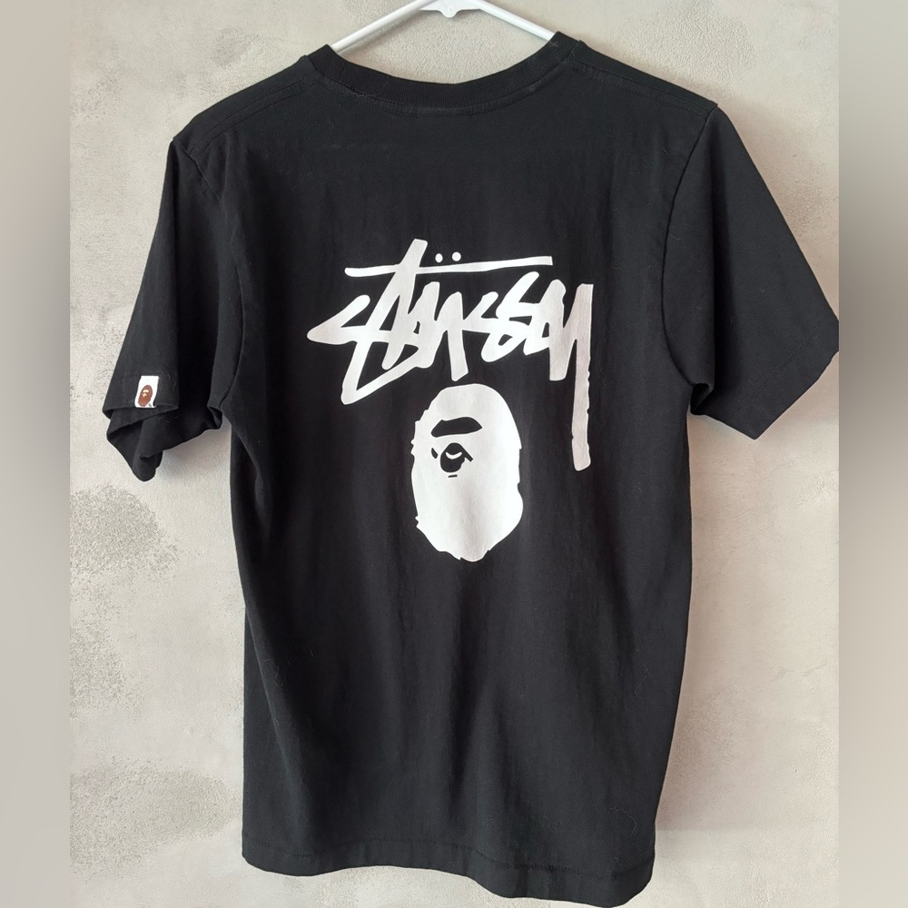 Stussy x Bape black t shirt, mens size small, Like New!